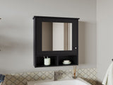 Medicine Cabinet 29" H, with 5 Shelves, 1 Door, and 1 Mirror, Black B097P250881