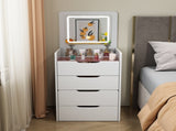 3 in 1 Vanity Desk with Plip Top Mirror,Small Make Up Vanity Set with Visible Glass Desktop,Compact 08428018