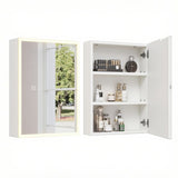 White particleboard, acrylic frame, 71*50.8*15cm, 1 door, 2 shelves, LED mirror cabinet, three-tone 66112088