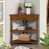 33.8'' Small Triangle Table, Wood Side Table for Small Spaces/ Living Room, 3 Tier End 82781296