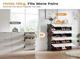 4-Tier Shoe Rack with Side Hooks, 32-Pair Capacity Sturdy Metal Frame Storage Organizer, White&Black 37303931