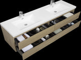 72" Floating Bathroom Vanity with Sink, Modern Wall-Mounted Bathroom Storage Vanity Cabinet with Two W1573P152708