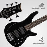 ZUN 44 Inch GIB 5 String H-H Pickup Laurel Wood Fingerboard Electric Bass 40685805