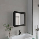 Payson Medicine Cabinet in Melamine With Included Mirror, Black B128P237155