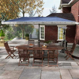 15ft Blue Patio Umbrella UPF30 Outdoor Umbrella with Fringe and Crank Handle 44858109