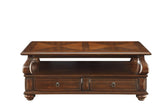 ZUN Walnut 4-Drawer Coffee Table with 1 Shelf B062P209056