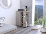 Light Oak 2-Shelf 6-Bottle Bar Cart with Division B06280457