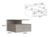 Floating Nightstand 12"H, Wall Mounted with Single Drawer and 2-Tier Shelf, Light Gray B097133174