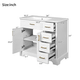 36" Luxury Elegant Bathroom Vanity with Ceramic Sink, Soft Closing Doors, 4 Durable Smooth N729P257284K