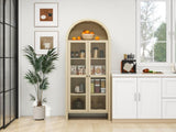 70.28" Tall Arched Kitchen Pantry, Modern Farmhouse Wood Kitchen Storage Cabinets ,Arched Storage W688P204446