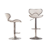 Masaccio Upholstery Airlift Adjustable Swivel Barstool with Chrome Base, Set of 2, White T2574P164838