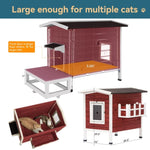 ZUN Outdoor Cat House, Large Feral Cats House with Escape Door,Wooden Outside Cat Shelter Weatherproof W142763538