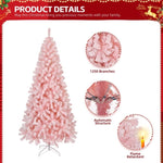 ZUN 8 FT Snow Flocked Hinged Christmas Tree, Unlit Artificial Christmas Pine Tree with 1450 Branch Tips 59435657