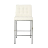 ZUN Modern Design High Counter Stool Electroplated leg Kitchen Restaurant white pu Bar Chair W210123603