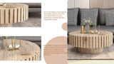 Modern minimalist circular coffee table 31.4'' with natural wood texture, stable and durable, W1727P251152