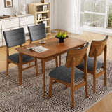 Dining Chairs Set of 4, Wooden Dining Chair Armless, Mid-Century Modern Upholstered Linen Seat N752P271224E