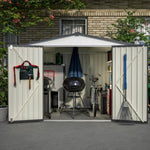 ZUN 8 x 6 ft Outdoor Storage Shed, All Weather Metal Sheds with 2 Lockable Doors, Tool Shed for Garden, W2505P163543