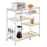 3-Tier Kitchen Baker's Rack Utility Microwave Oven Stand Storage Cart Workstation Shelf White Oak 16779105