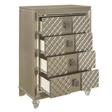 ZUN Glamorous Champagne Finish 1pc Chest of 4 Drawers Acrylic Feet Luxury Bedroom Furniture Beveled B011P172674