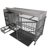 Large pet cage with storage rack, drawers with stainless steel food and water basin, made of iron W3064P245385