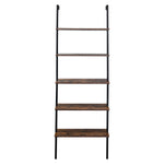 ZUN Industrial Wall Mounted Bookcase 5-Tier Open Ladder Shelf Bookshelf with Metal Frame, 23.6" L x 18960257