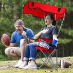 ZUN Foldable Beach Canopy Chair Sun Protection Camping Lawn Canopy Chair 330LBS Load Folding Seat,red 19710726