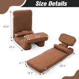 Multi-functional Foldable Sofa with Adjustable Angles and Pillow, Dark Brown W2181P293644