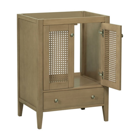 ZUN 24" Bathroom Vanity without Sink, Base Only, Rattan Cabinet with Doors and Drawer, Solid Frame and WF297609AAD