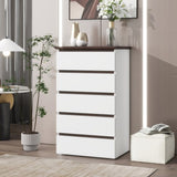 Tall White Dresser for Bedroom, Mid Century Modern Dresser with Drawers, 5 Drawer Dresser with Wood 87428126