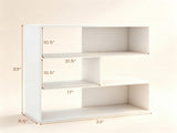 White Geometric Concave Bookshelf, 3-Tier Open Freestanding Display Shelf, Engineered Wood Storage 88021186