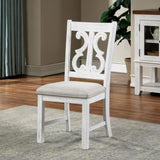 ZUN Lavish Design Distressed White 2pcs Dining Chairs Only, Gray Padded Fabric Seat Dining Room Kitchen B011111836