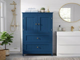 2-Drawer 2-Cabinet-Door Vertical-Grain MDF Painted Bathroom Cabinet 23.62*11.81*43.31in Blue 76060550