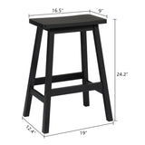 2pcs Pine Wood Saddle Seat Bar Stool Black 02885739