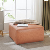 Square PU Leather Ottoman,Tan N757P180768T