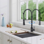 ZUN Commercial Kitchen Sink Faucet with Deck Plate Matte Black JYD0675MB