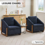 057-Set of 1 Chenille Fabric Modern Upholstered Armchair with Wooden Side Frame , Accent Leisure W527P239829
