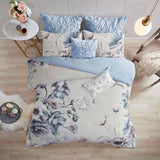 8 Piece Cotton Printed Comforter Set Blue Queen B03597238