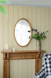 24" x 36" Oval Wall Mirror with Wood Frame, Farmhouse Wood Mirror for Bathroom Entryway Console Lean W2078126447