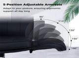5-Position Adjustable Armrest Criss Cross Chair, Cat Scratch Leather Swivel Desk Chair with Side 83332883