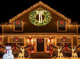 48in Pre-lit Christmas Wreath, Lighted Artificial Xmas Wreath with 150 Warm White Lights and 450 PVC 12728162