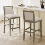 30.5 Inch Height Bar Stools set of 2, Rubber wood Frame,fabric Sponge cushion and Upholstered N780P192217T