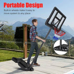 ZUN Portable Basketball Hoop Outdoor, 4.25FT-10FT Height Adjustable Basketball Goal, Shatterproof W2135126710