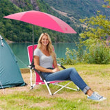 2 Pack Pink Umbrella Chair for Adults with Adjustable ParasolPortable Backpack Beach Chair 62111420