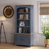 84 inch Universal Pier Bookcase, No Assembly Required, Corduroy Blue Finish B108P193073