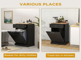 Kitchen Tilt Out Trash Bin Cabinet Free Standing Recycling Cabinet Trash Can Holder With Drawer, 72686953