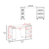 Loris Extendable Desk with Two Drawers, Open Shelves, and Sliding Mechanism B128P263731