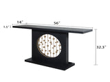 Modern Black Console Table with Gold Accent, Decorative Entryway Table,56in Wood Console Table, W2729P270745