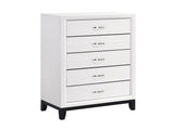 Modern Contemporary White Finish Storage Chest of 5x Drawers 1pc Wooden Bedroom Furniture B011P235880