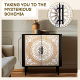 Pattern Carving, High Feet, Oval Tabletop, Curved Side Frame, Door Panel MDF Spray Paint, Cabinet 94038346