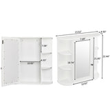 3-tier Single Door Mirror Indoor Bathroom Wall Mounted Cabinet Shelf White 48311781
